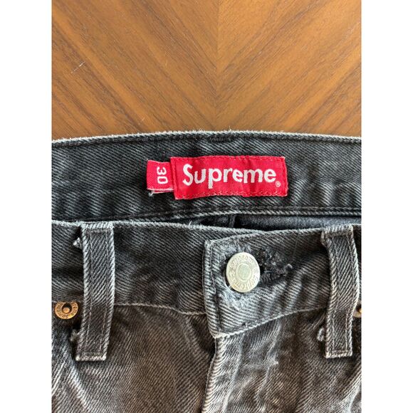 Mens SUPREME Stone Washed Black Slim Button-Fly Jeans Size 30X30 - Picture 4 of 10